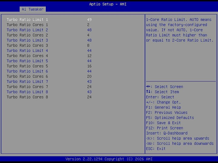 Settings that got 4.4GHz