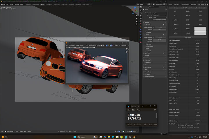 Blender BMW27 - 01m38s24ms - Surface Laptop Ultra NVIDIA N1X 80W PL1 95W PL2