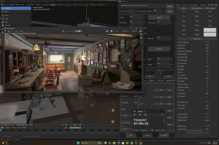 Blender Barbershop - 18m28s37ms - Surface Laptop Ultra NVIDIA N1X 80W PL1 95W PL2