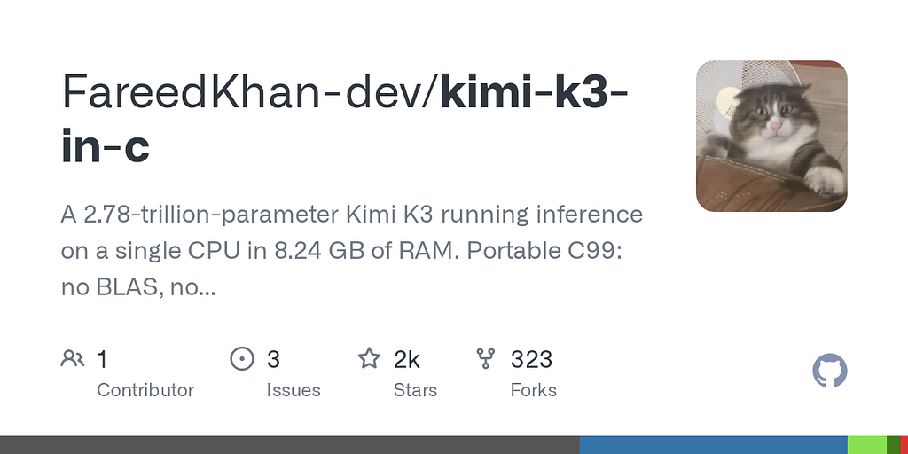 Kimi k3 locally with 8gb ram 0 vram?!?!