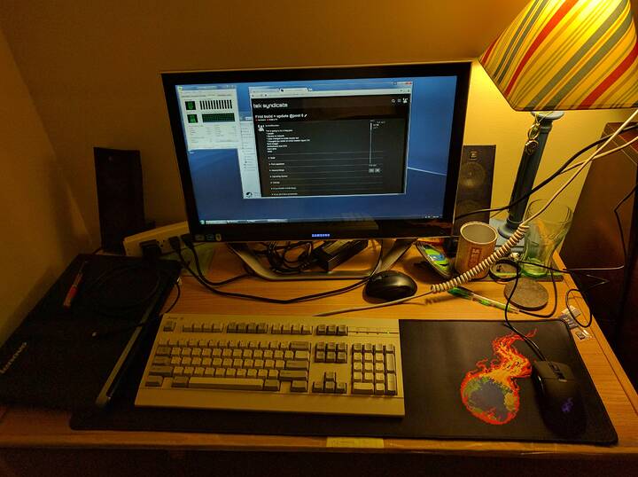 science-and-tech-Standard-issue-Mouse-pad-extended-Tek-Syndicate-colorful-pixel-burning-earth-keyboard-mechanical-Acer-6311-K