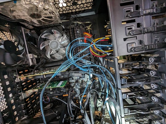 Random SATA SSDs dangling like ornaments on a tree...