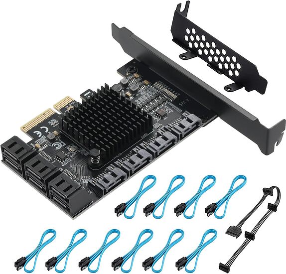 Carte PCIe SATA 8 Ports - Chipset ASM1068 - Compatible UEFI - Low/High Profile