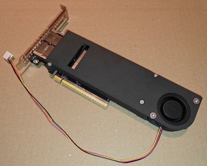 Fully assembled fan shroud mounted on the NIC