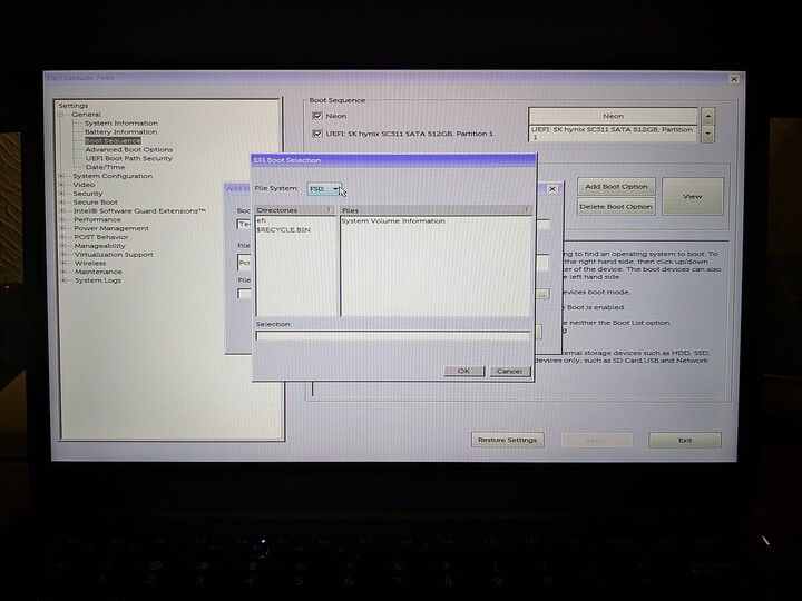BIOS Boot Sequence screen